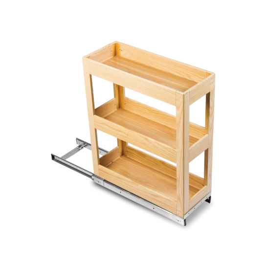 SilverBell Plus 9X20X22 Aluminium Sandal Wood Finsih Pullout Organiser 3 Shelf with Base Slide