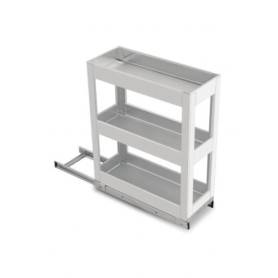 SilverBell Plus 12X20X22 Aluminium SS Finsih Pullout Organiser 3 Shelf with Base Slide